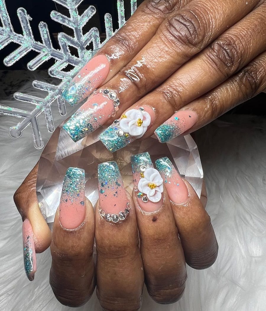 3d ombre nails on dark skin