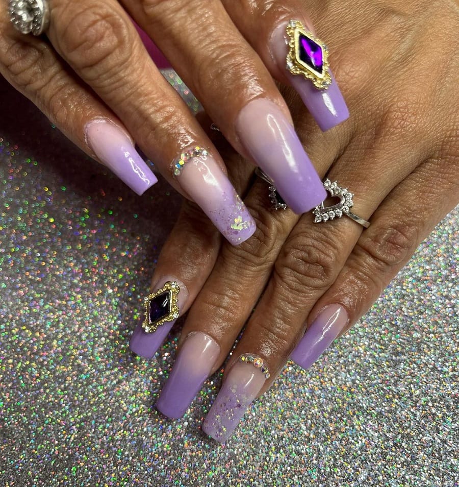 lavender ombre nails on dark skin