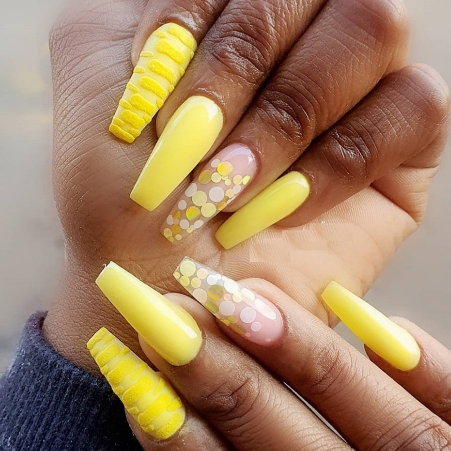 light yellow nails on dark skin