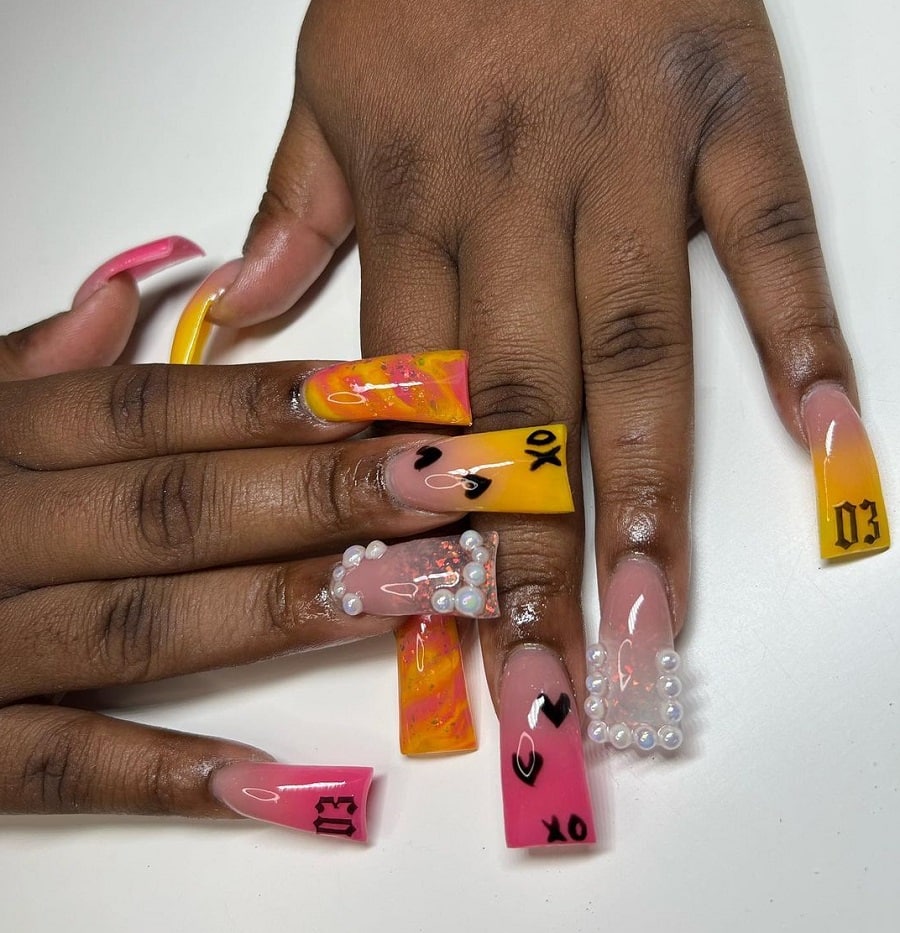 ombre duck nails on dark skin