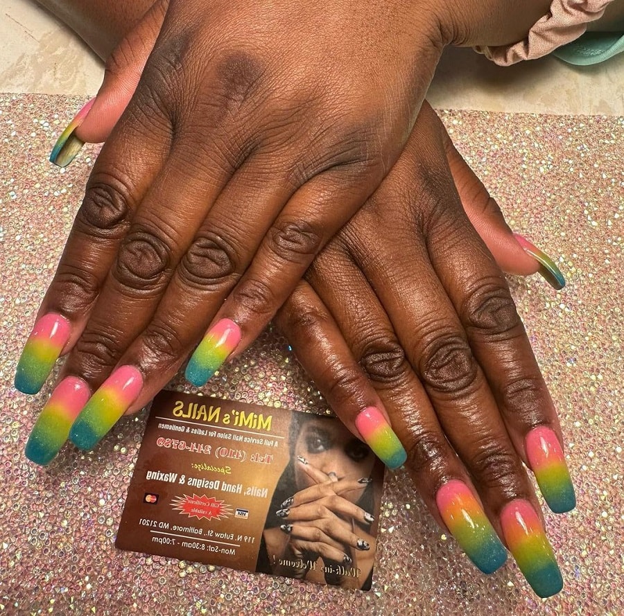 ombre nail design on dark skin