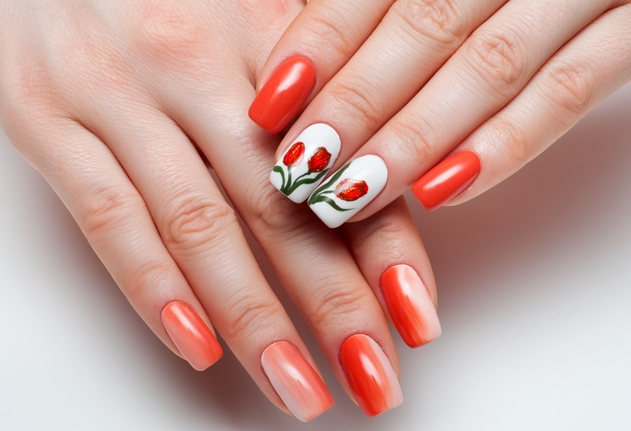 orange nails for light skin