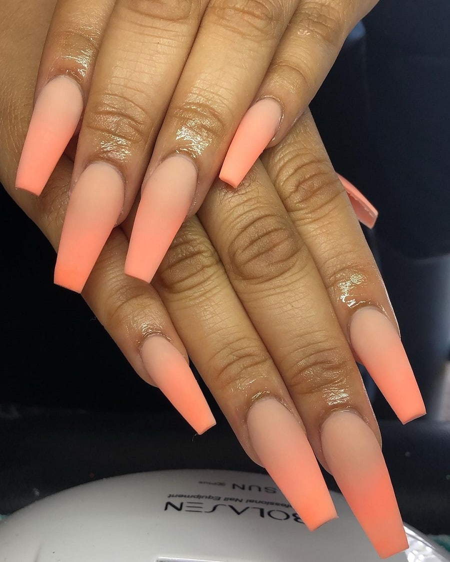 peach ombre nails on dark skin