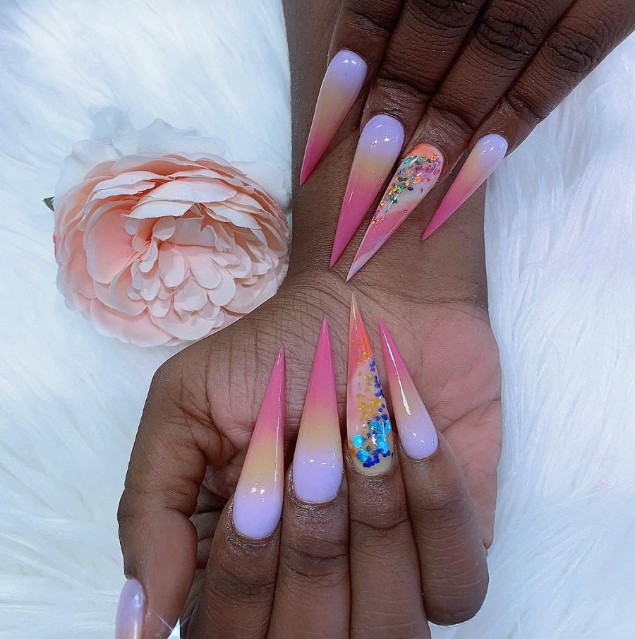 pink ombre nails on dark skin