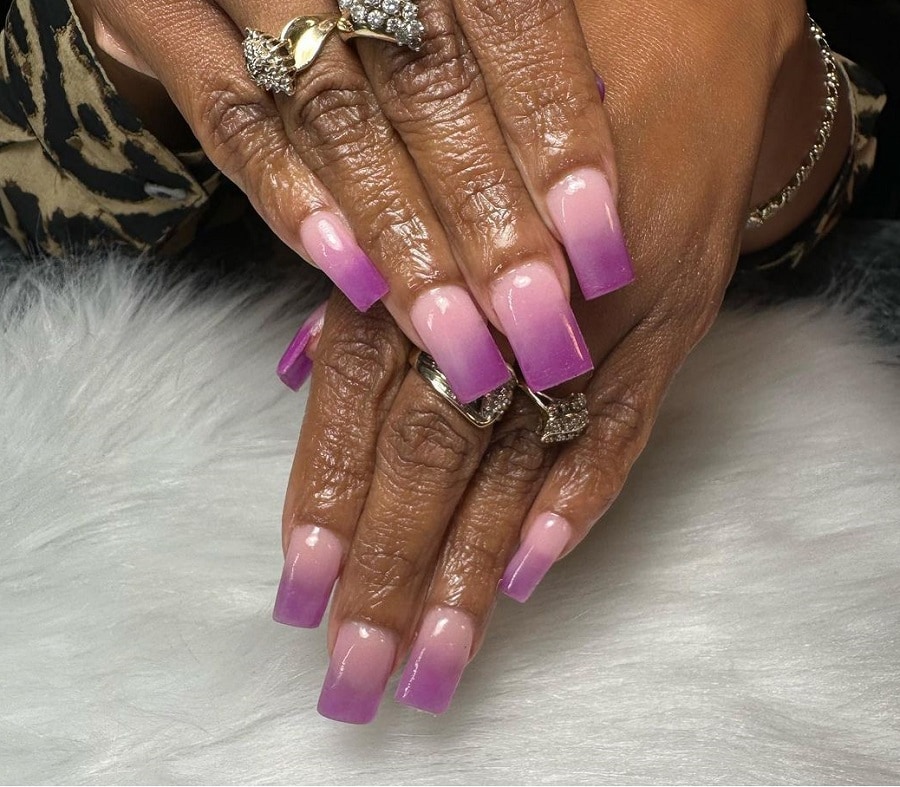 purple ombre nails on dark skin