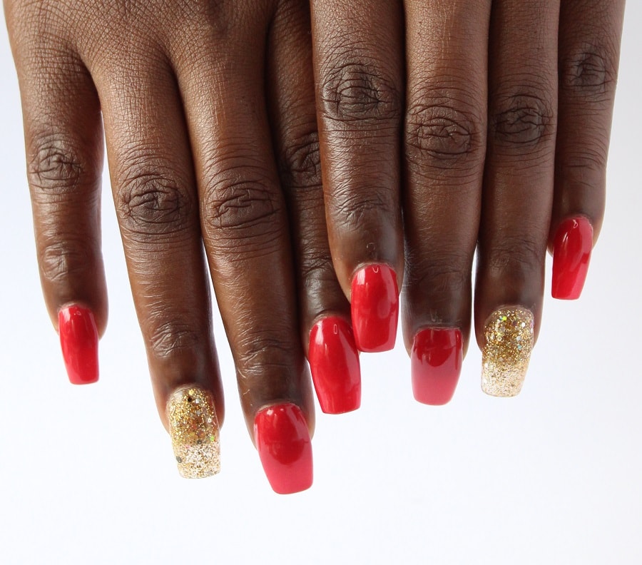 red gel nails on dark skin