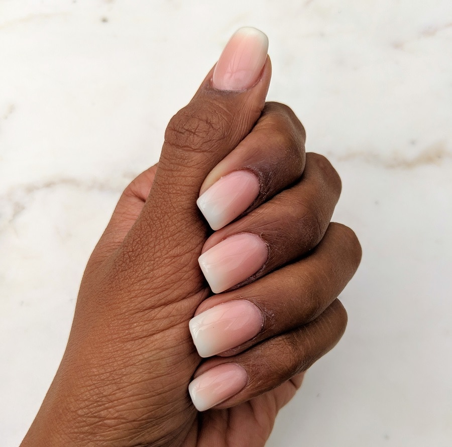 white ombre nails on dark skin