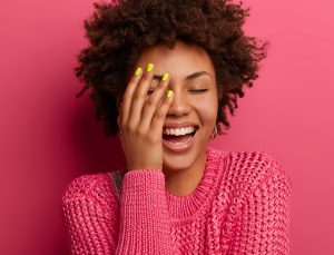 Yellow, pink, white colors; glossy, smooth finish.